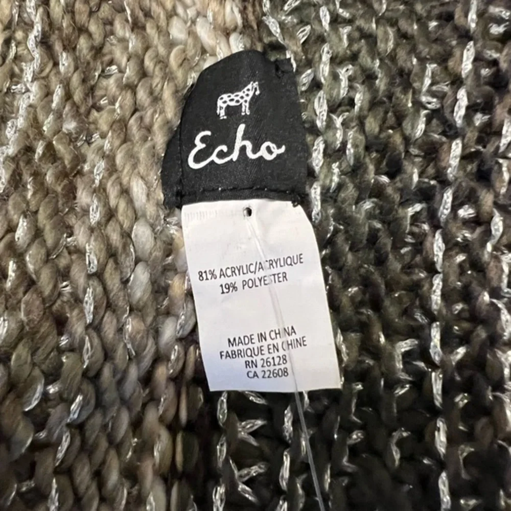 🎁 NWT Echo neutral & silver metallic textured infinity scarf, tan gray black